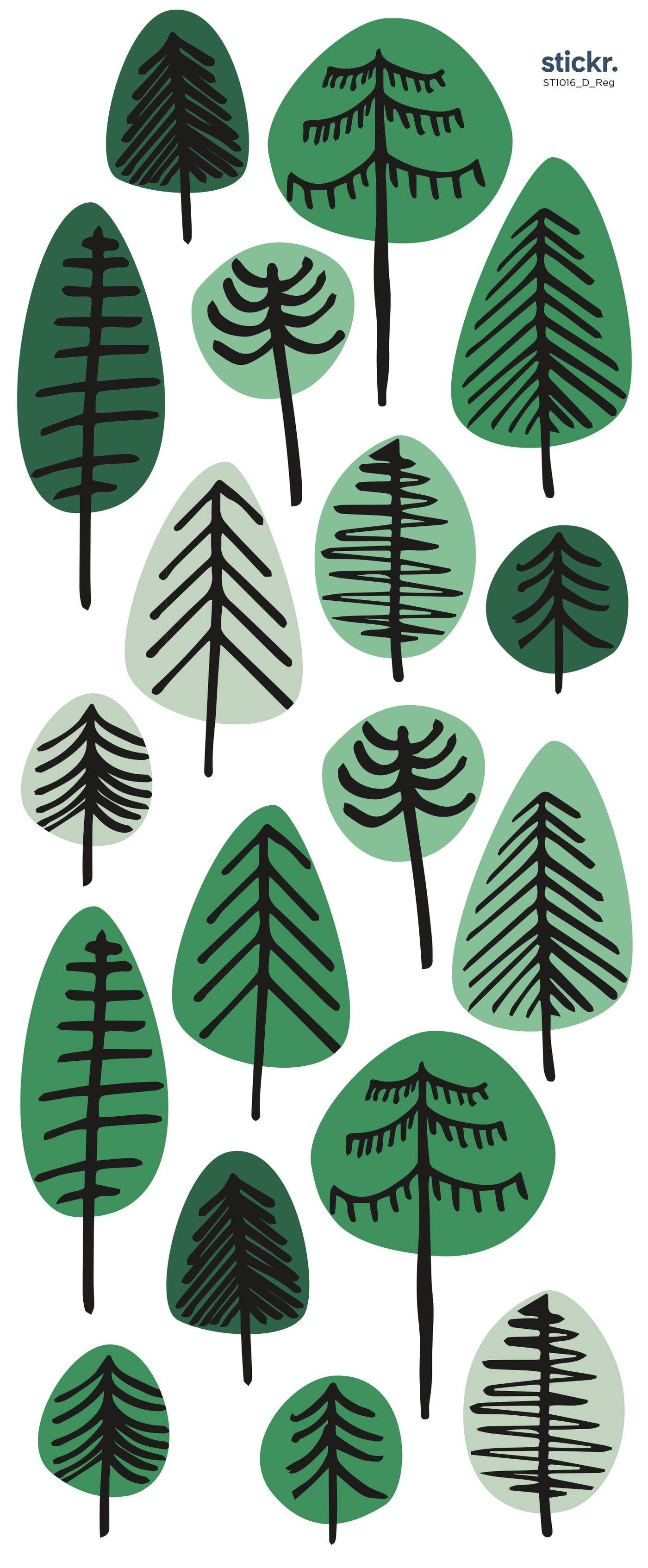 Green tree shaped decals regular sized decal set